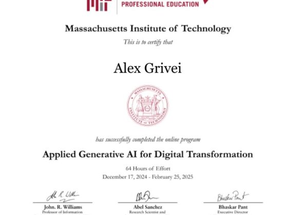 De ce să faci un curs de AI și/sau transformare digitală? Transformare digitală - diploma Alex Grivei