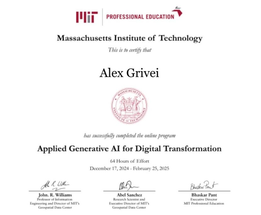 Transformare digitală - diploma Alex Grivei